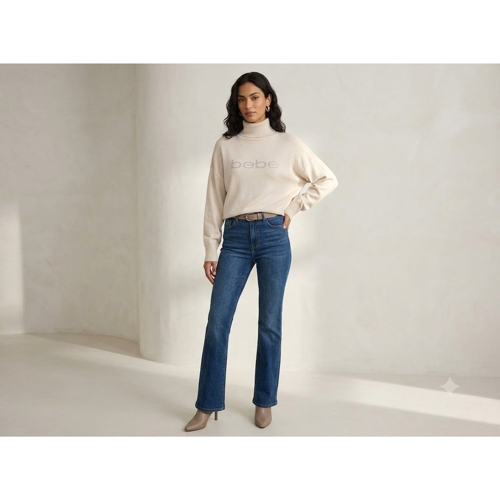 Bebe Light Cream Turtleneck‎ Sweater Large